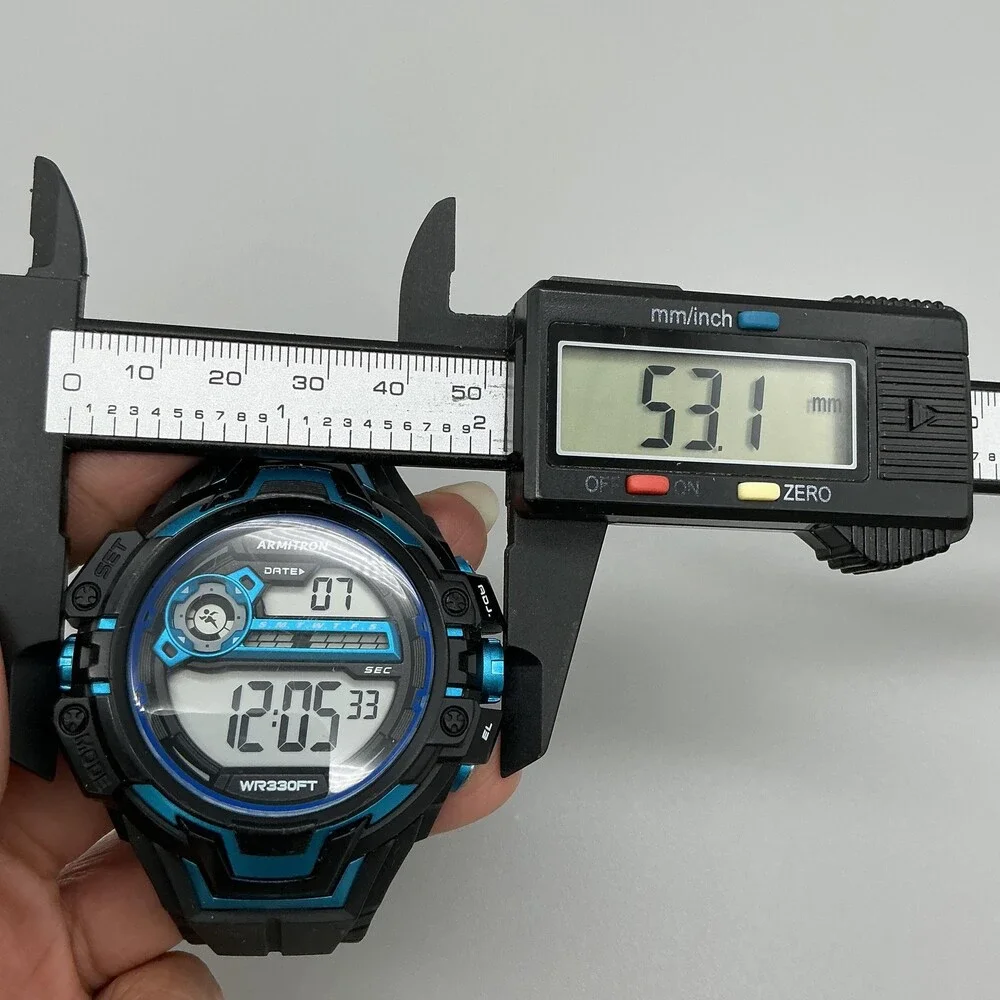 Armitron 40/8342 Mens Watch 53mm Digital Backlight Black Blue Resin New Battery